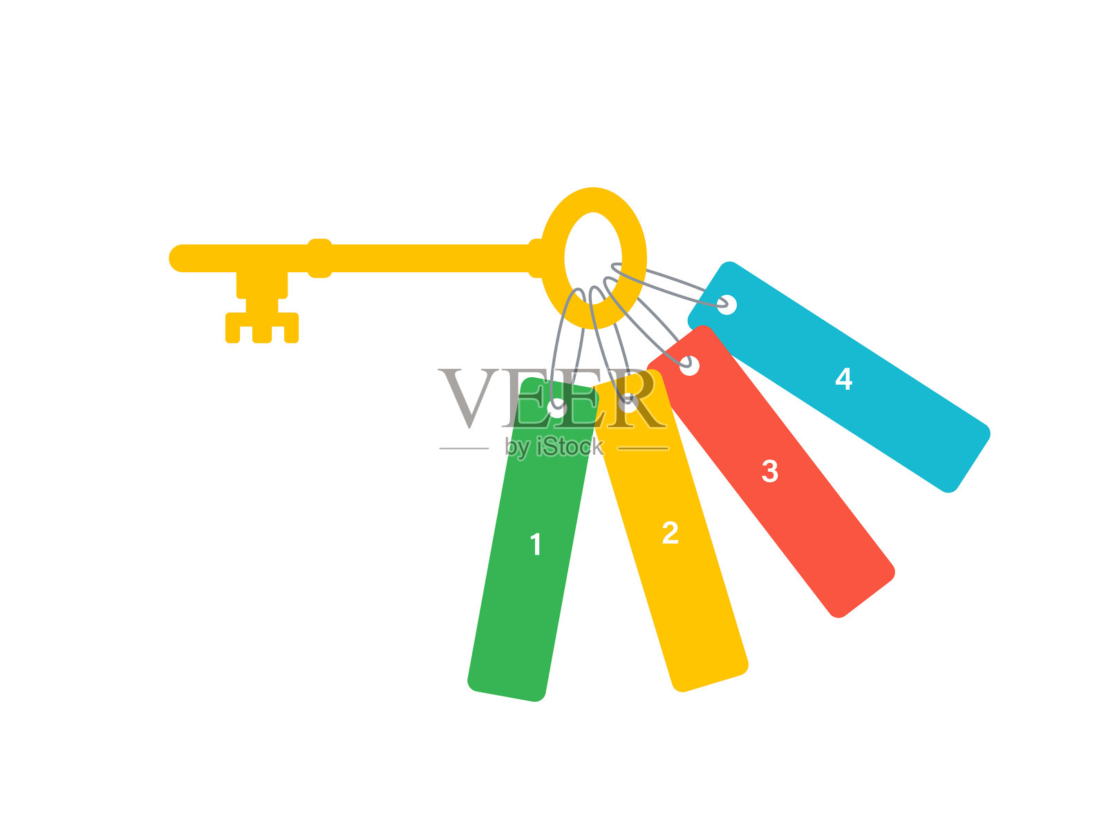 四个标签的钥匙要点概念图标插画图片素材