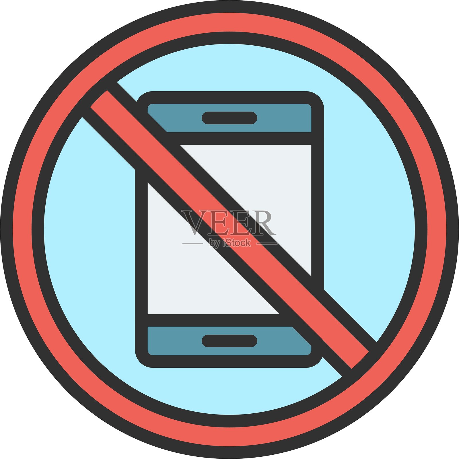 禁止使用手机的轮廓填充图标插画图片素材
