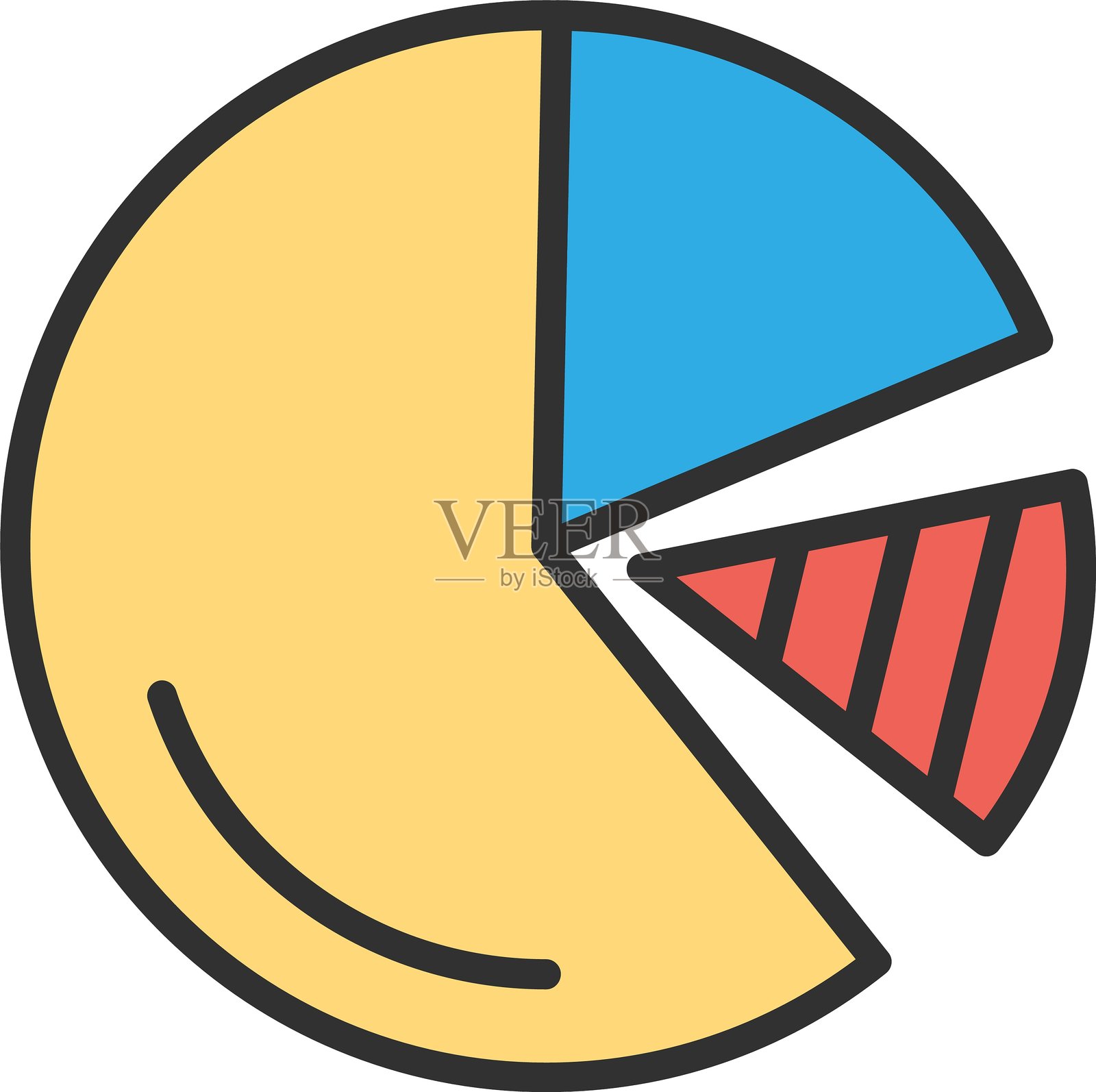 填充的饼图轮廓图标插画图片素材