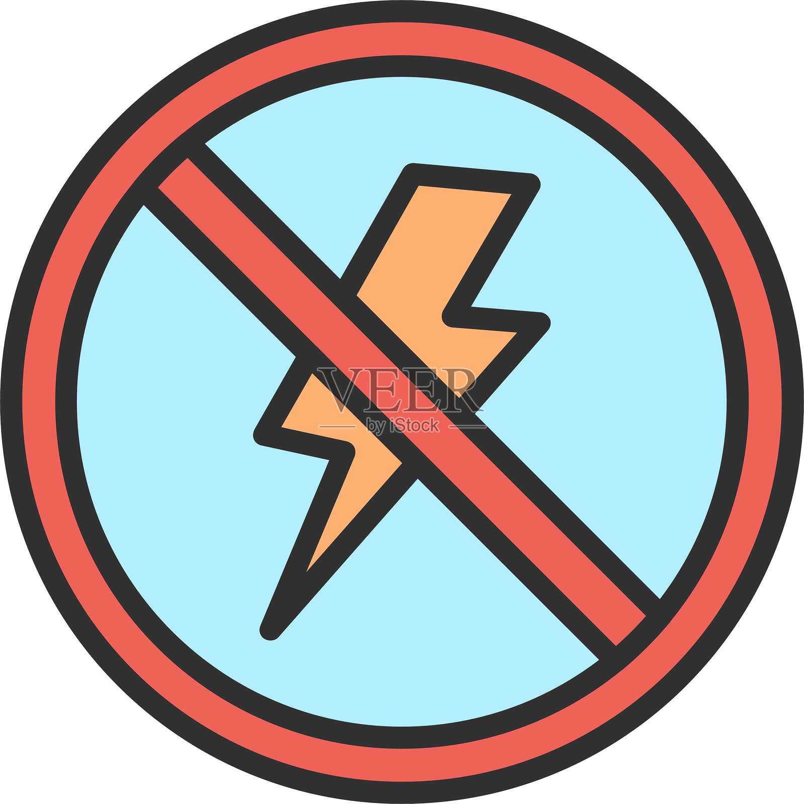 雷电轮廓填充图标插画图片素材