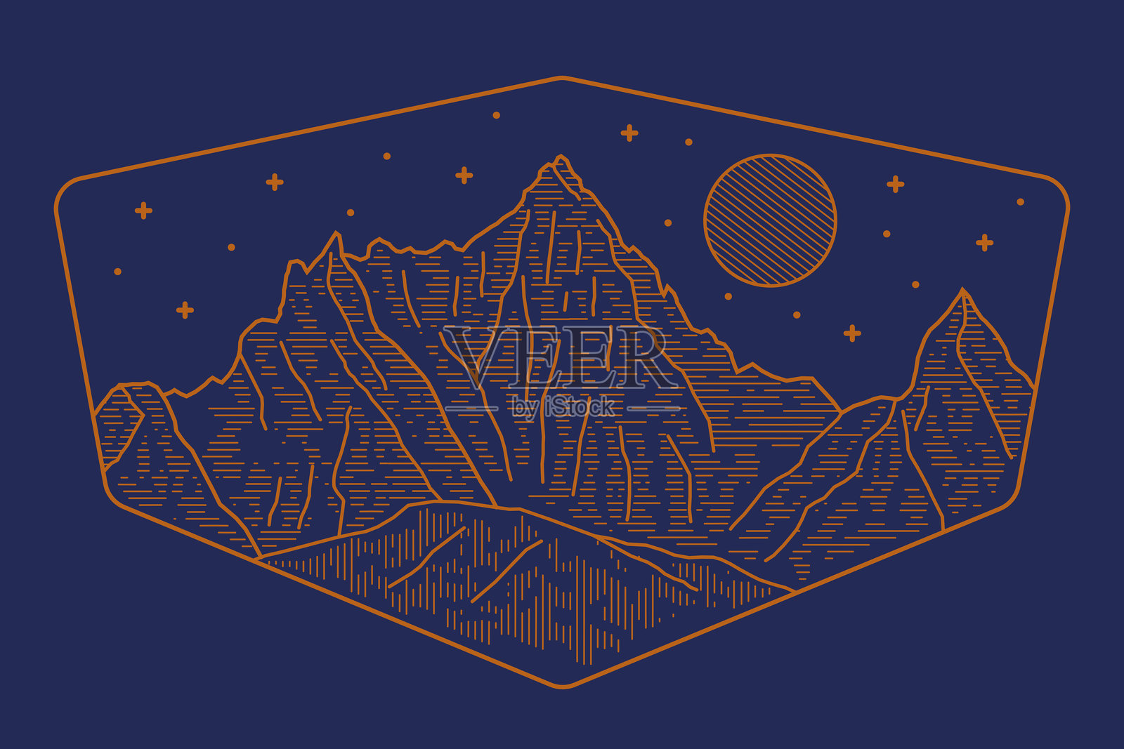 巴德兰国家公园单线艺术T恤徽章贴纸插图插画图片素材