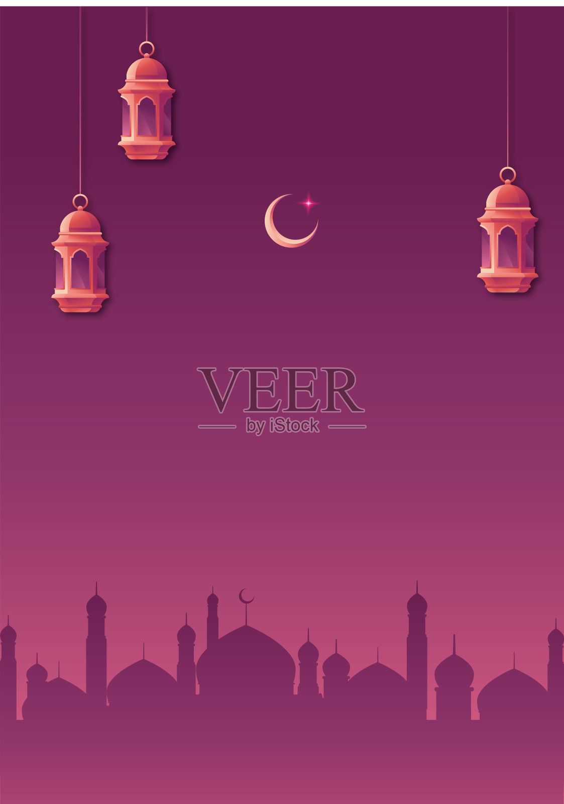 伊斯兰背景与清真寺和伊斯兰装饰图案插画图片素材