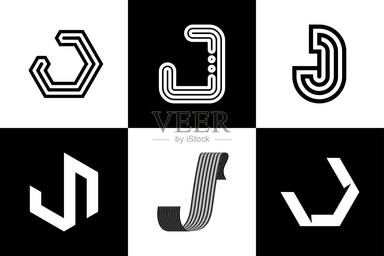 字母j的字体和标志设计插画图片素材