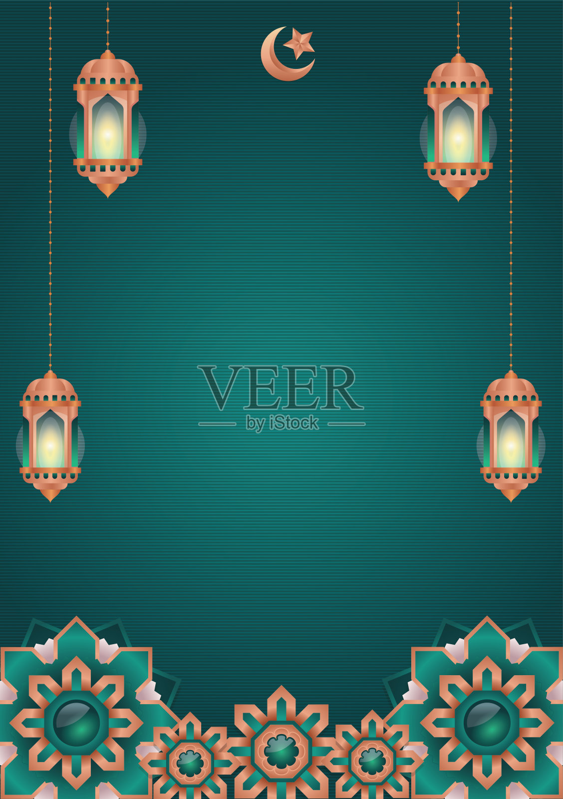 伊斯兰背景与清真寺和伊斯兰装饰图案插画图片素材