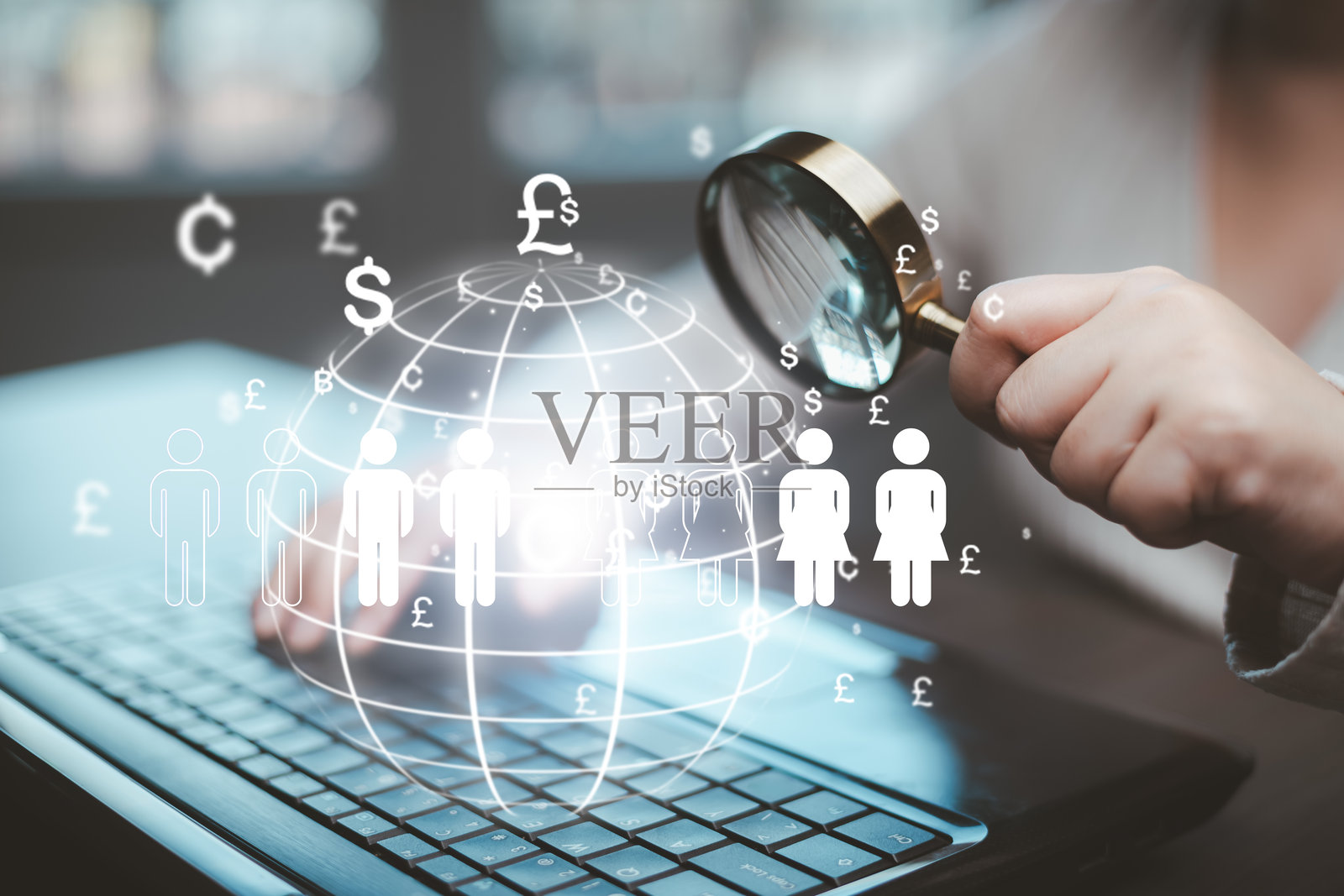 虚拟世界与货币照片摄影图片