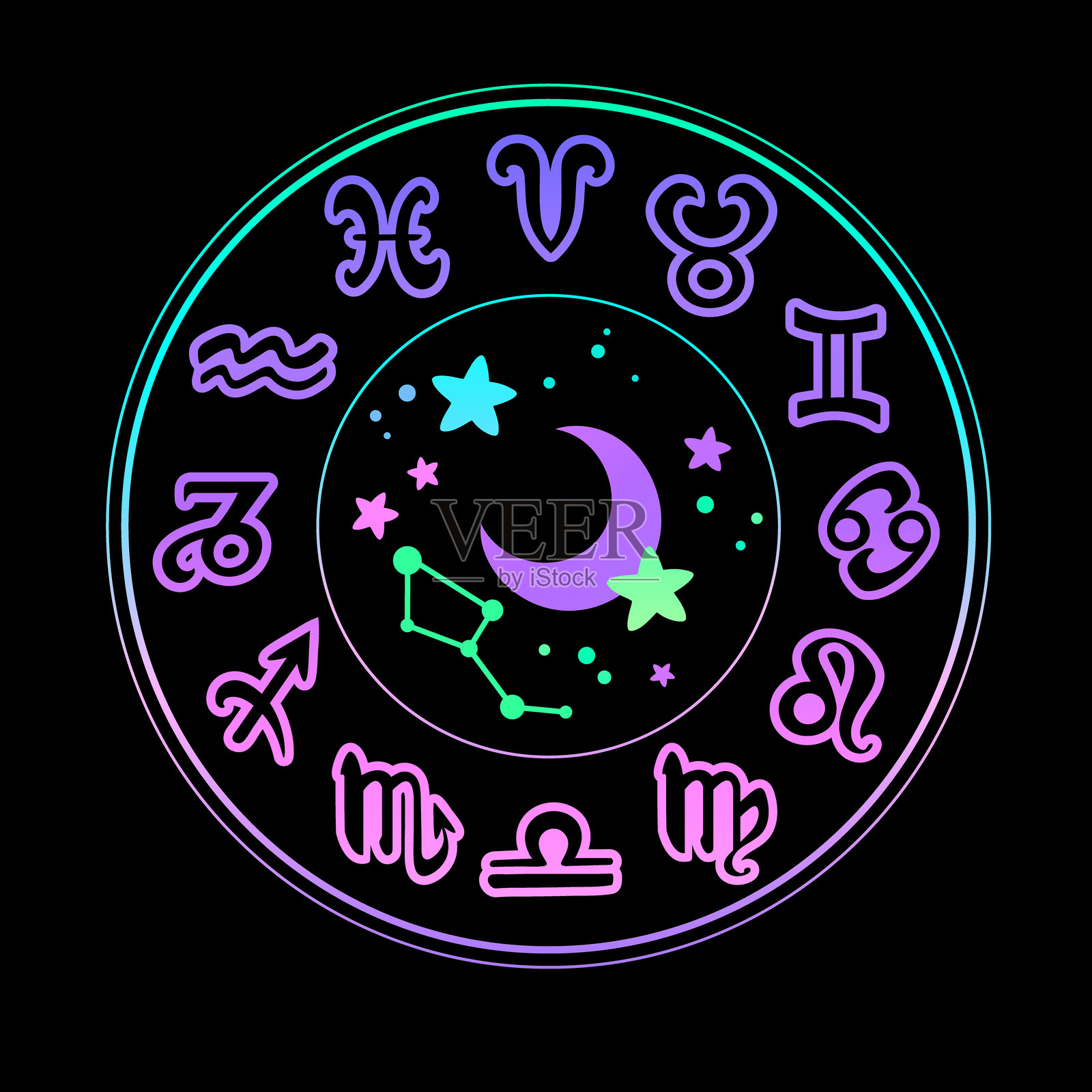 明亮的圆形生肖日历插画图片素材