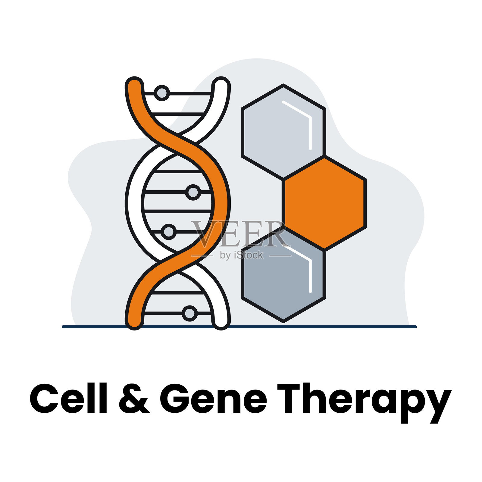 细胞和基因治疗图标，生物技术和基因工程符号插画图片素材