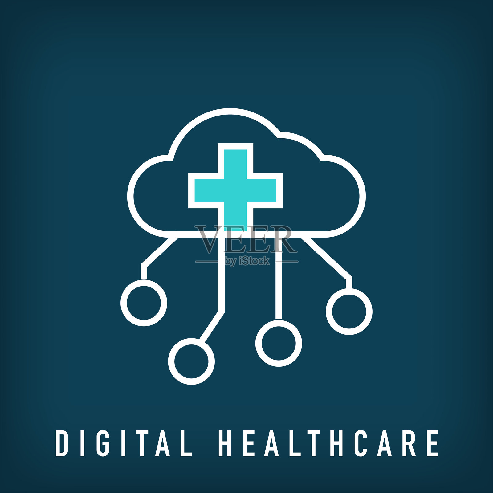 现代数字云与健康加设计。插画图片素材