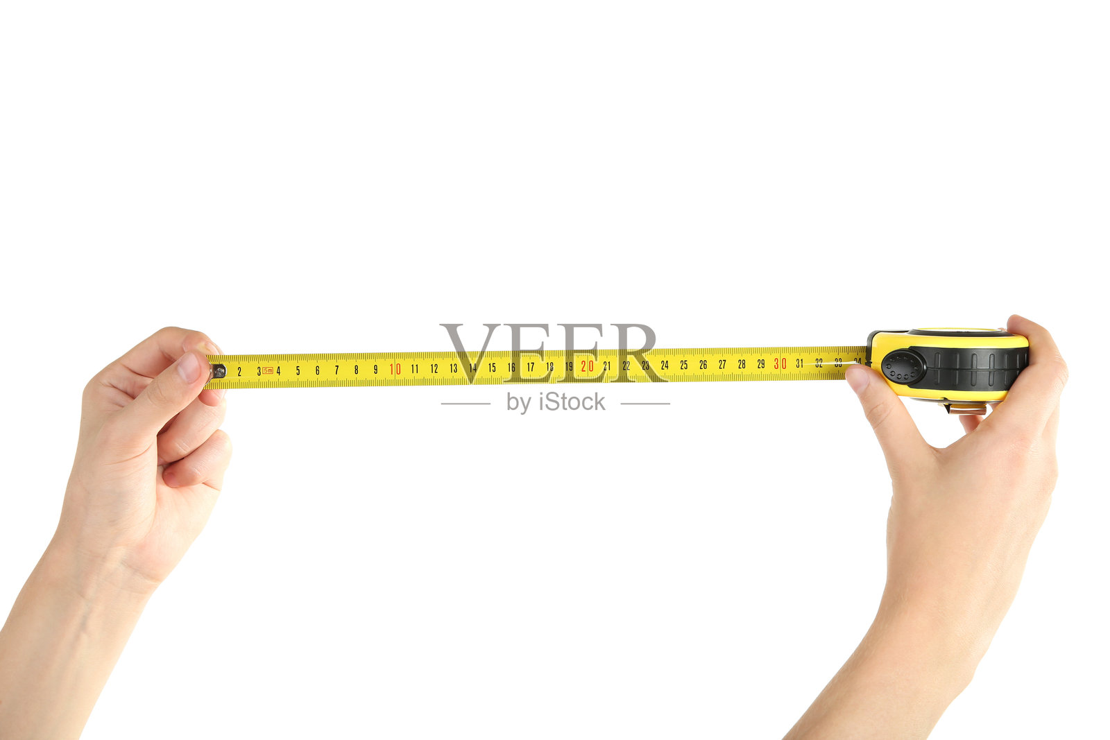 白色背景上手握建筑轮盘照片摄影图片