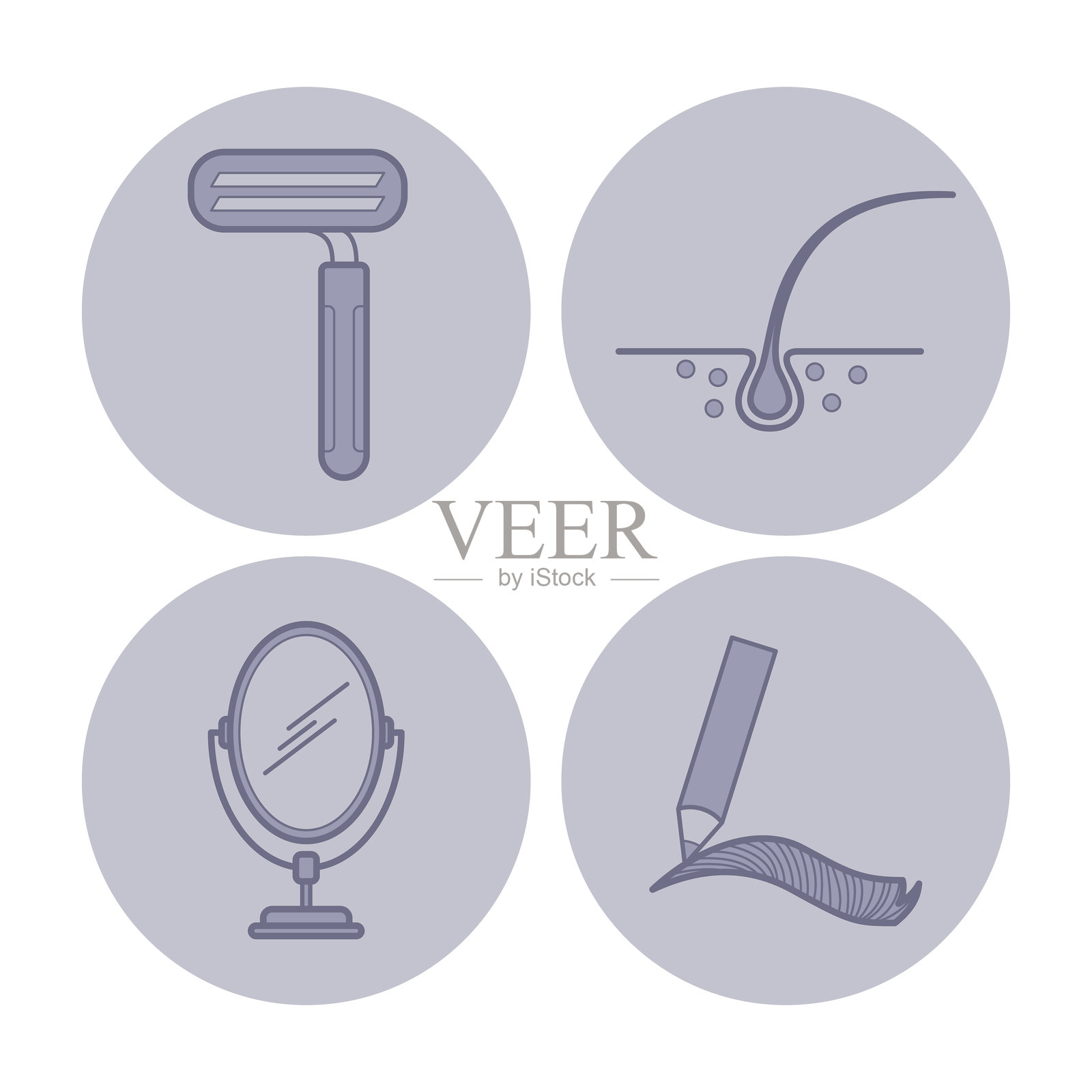 美容治疗和护肤程序中使用的工具插画图片素材