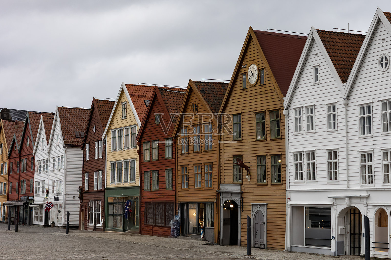 挪威卑尔根的五彩斑斓的木屋照片摄影图片