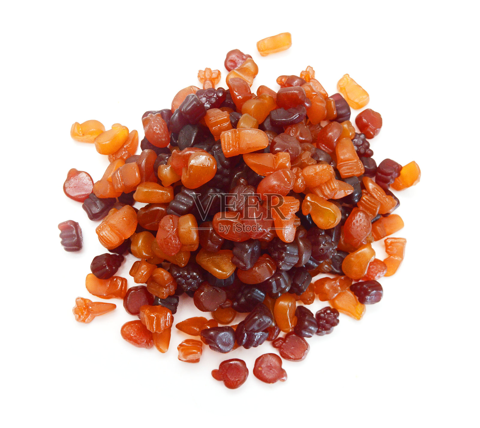 五彩缤纷的果冻水果，背景为白色照片摄影图片