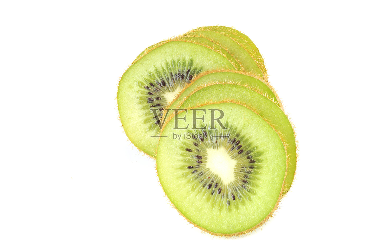 新鲜的猕猴桃切片，孤立在白色背景上照片摄影图片