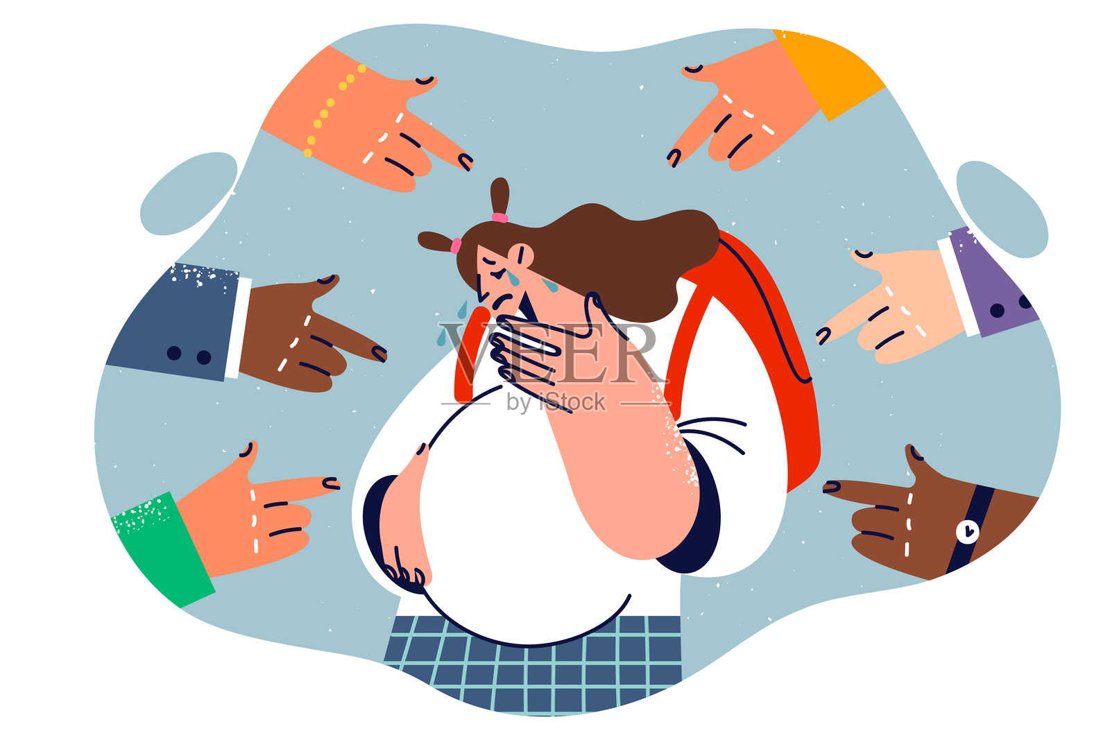 怀孕的少女因为欺负别人而哭泣，需要儿科心理学家的帮助插画图片素材