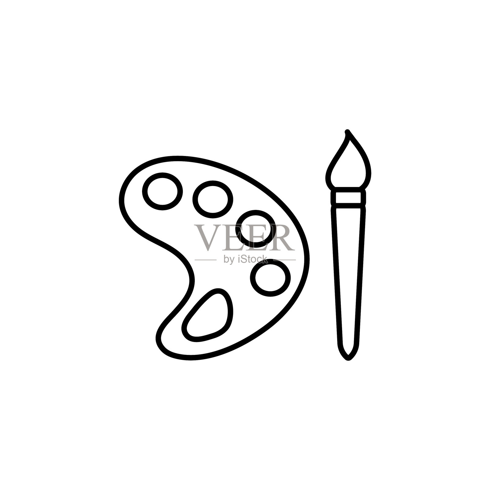 带可编辑笔触的调色板线条图标。Icon适用于网页设计、移动应用、UI、UX和GUI设计。插画图片素材