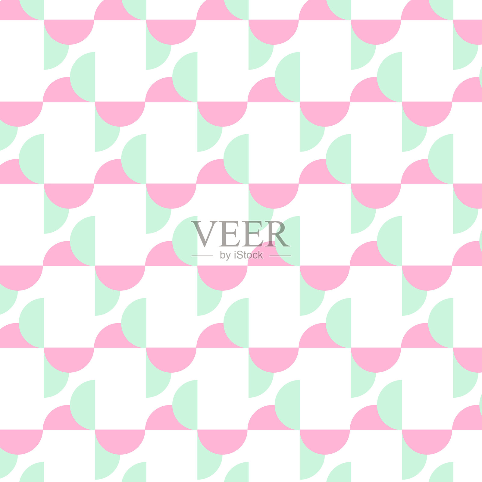 图案与半圆薄荷和粉红色的白色背景，时尚的矢量插图插画图片素材