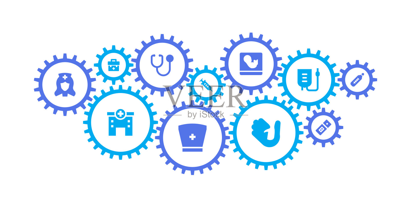 齿轮机构和护士&助产图标插画图片素材