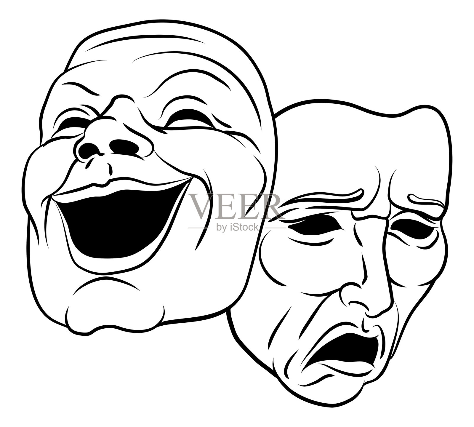 戏剧或剧院戏剧喜剧和悲剧面具插画图片素材