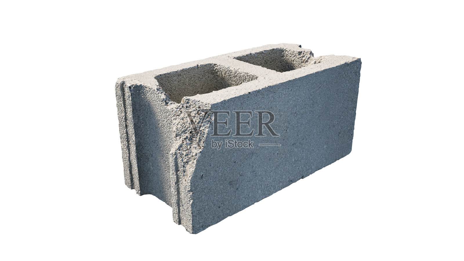 白色背景上的混凝土砖块，带有抠图路径照片摄影图片