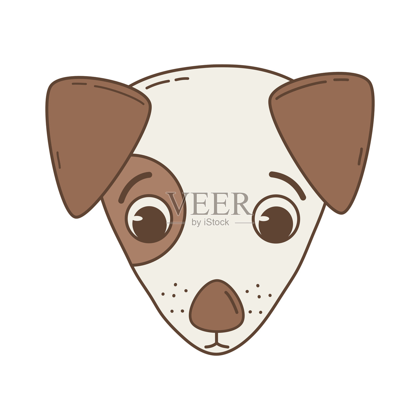 可爱的手绘卡通杰克拉塞尔犬角色矢量插图，背景为白色插画图片素材