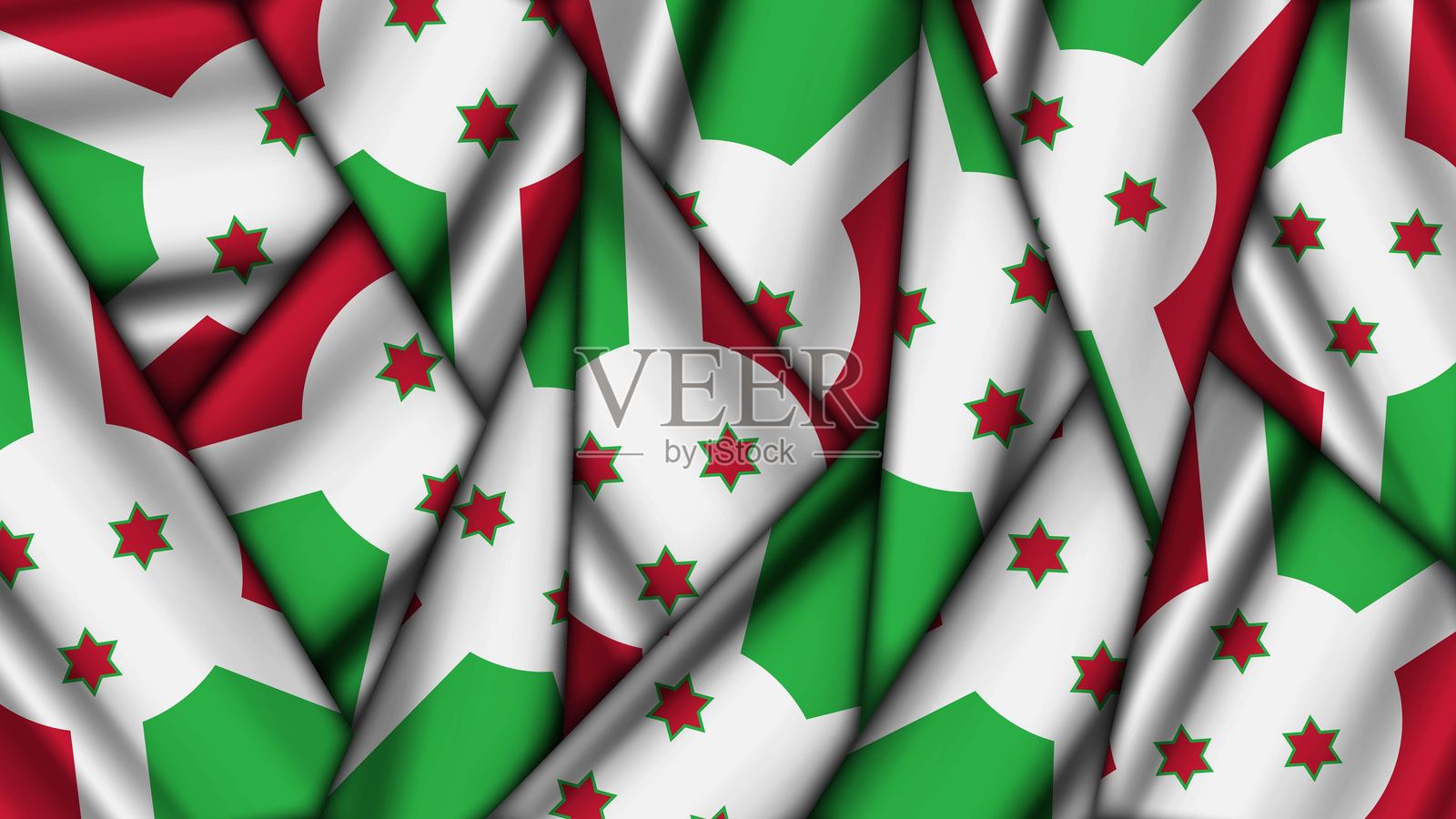 一组布隆迪国旗叠放在一起插画图片素材