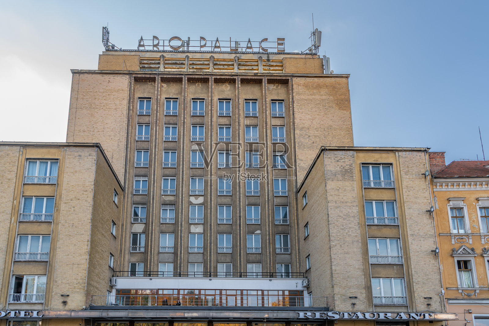 罗马尼亚布拉索夫。阿罗宫酒店，位于布拉索夫，老城区的艺术装饰风格酒店。东欧特兰西瓦尼亚地区。照片摄影图片