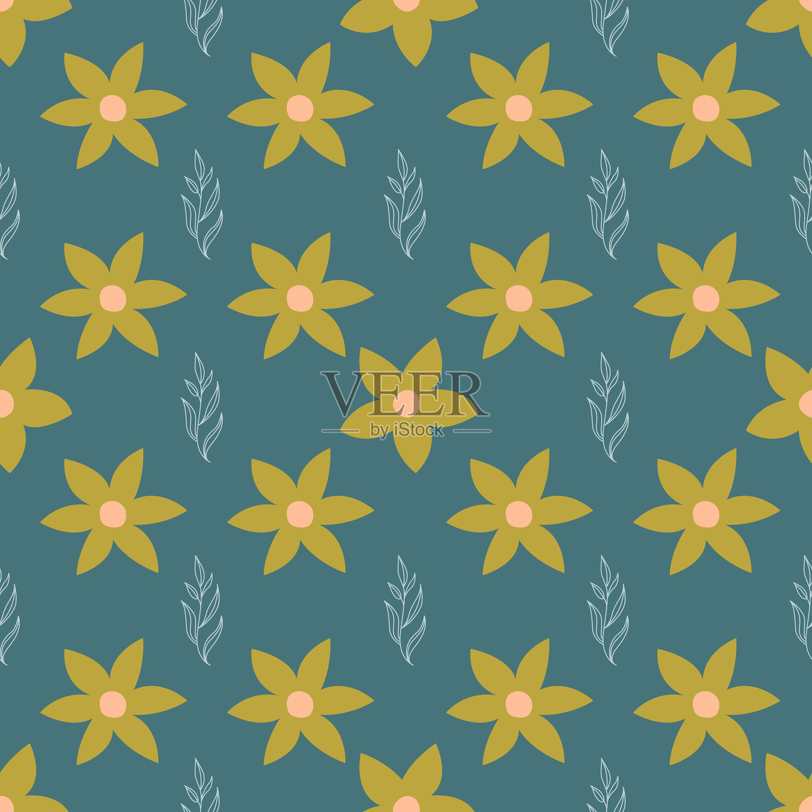 美丽的花卉图案矢量背景.现代平面设计与有机形状