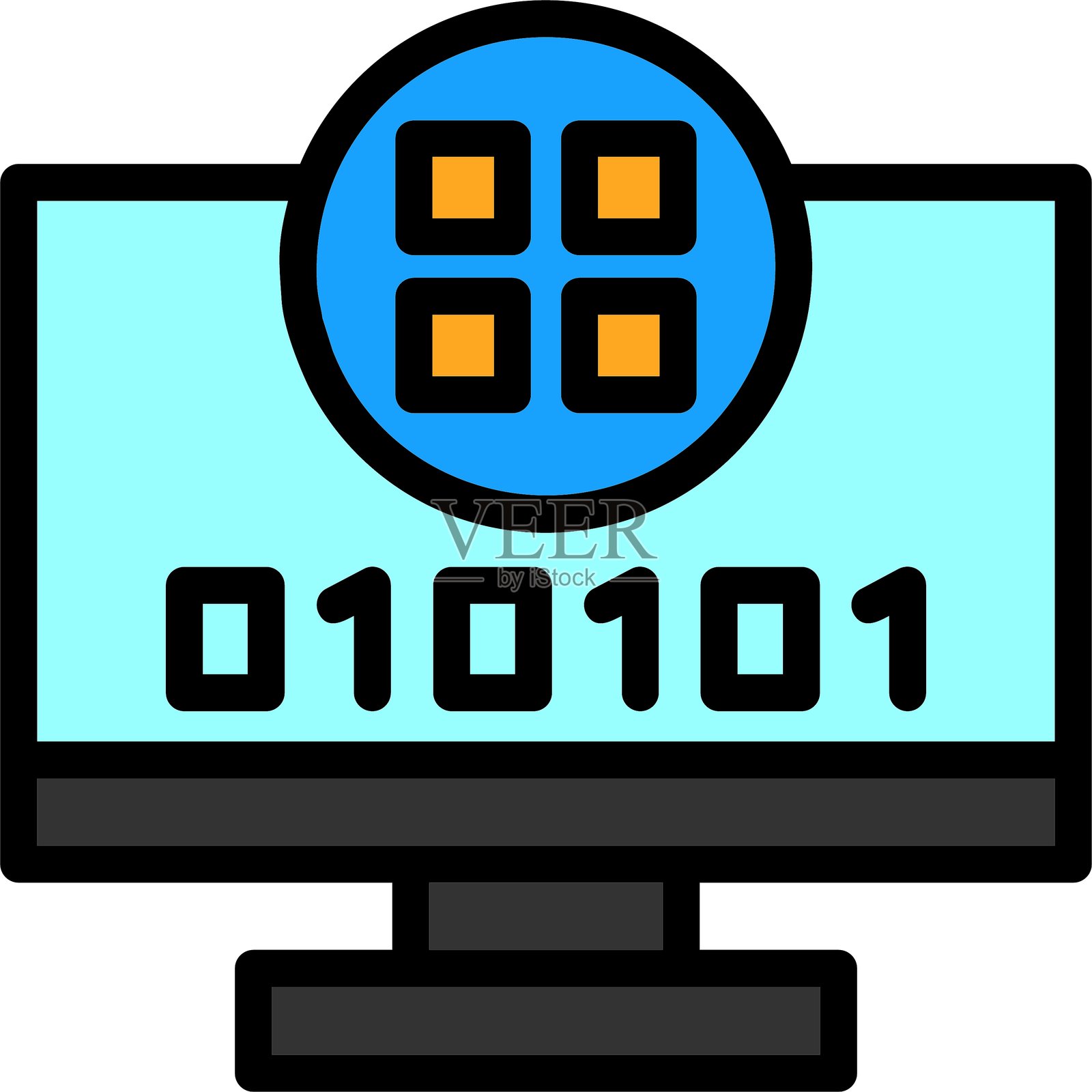 字节视野线条填充风格图标设计插画图片素材