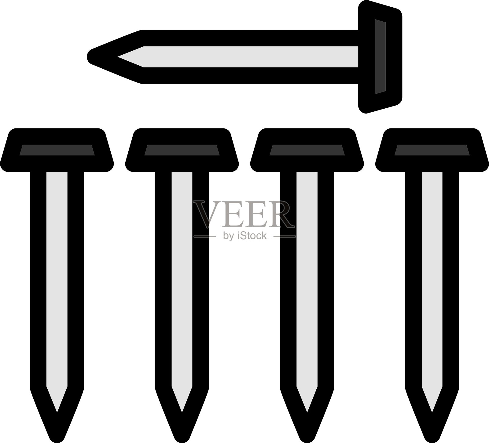 指甲线条填充风格图标设计插画图片素材