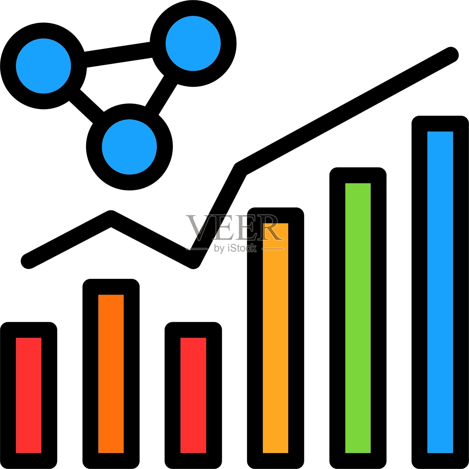 上升波纹线填充风格图标设计插画图片素材