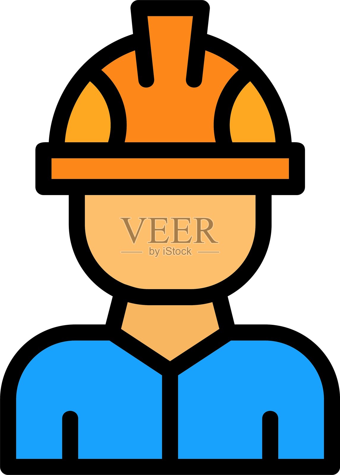 工厂工人线条填充风格图标设计插画图片素材