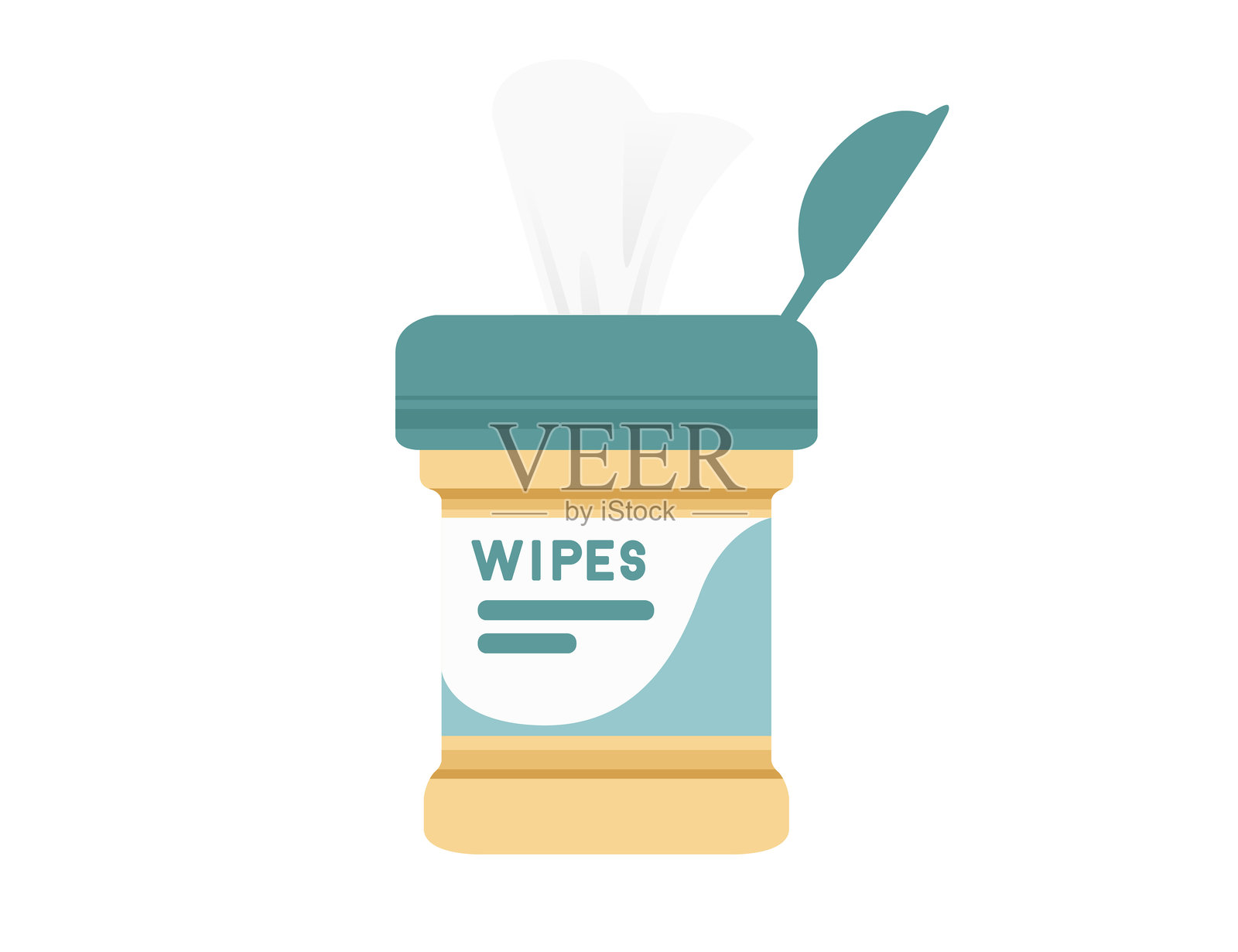 塑料罐中的湿巾插图，背景为白色插画图片素材