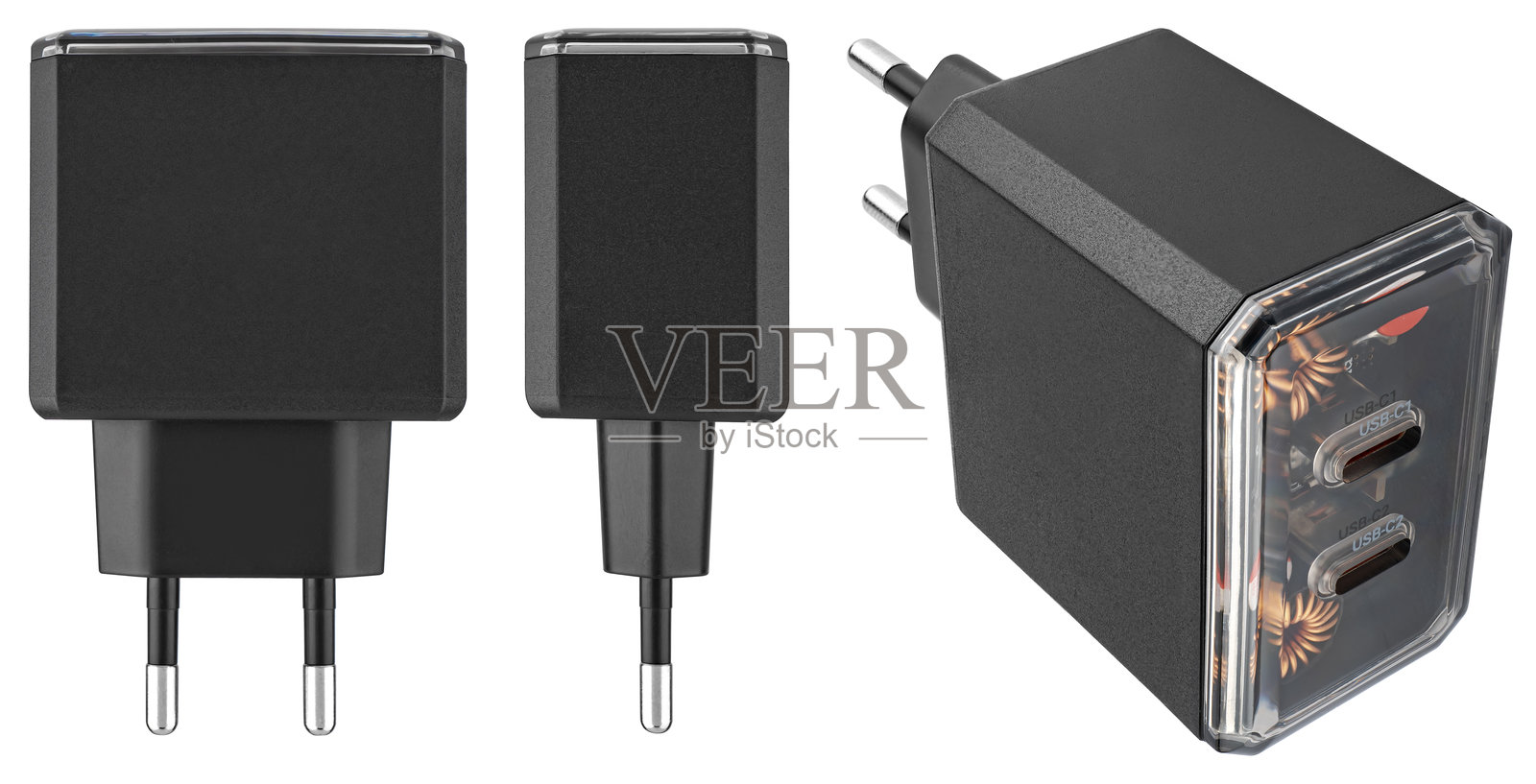 移动设备的通用电源适配器，背景为白色照片摄影图片