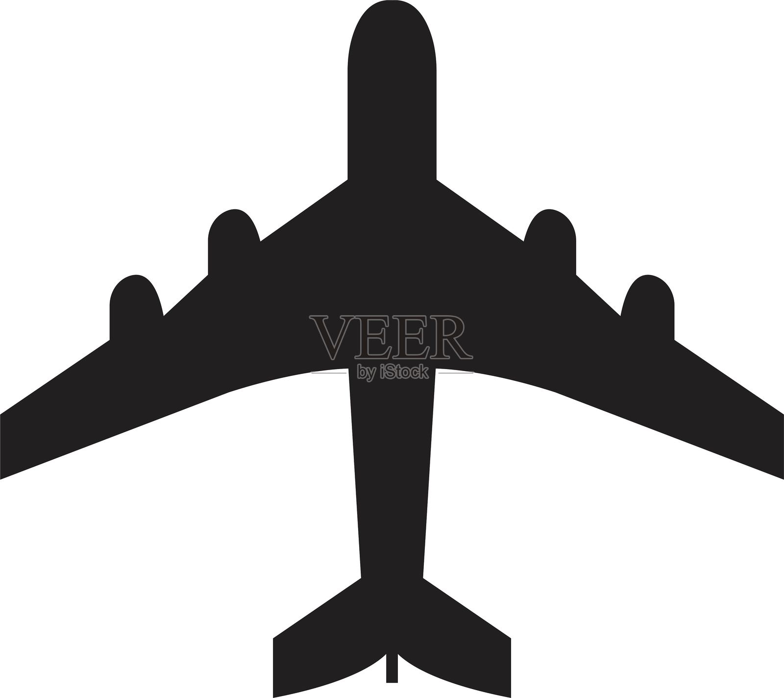 飞机航班票、飞行、旅行、起飞剪影元素。旅行图标。黑色填充风格设计的飞机矢量图标，可用于网页和移动应用，背景透明。插画图片素材