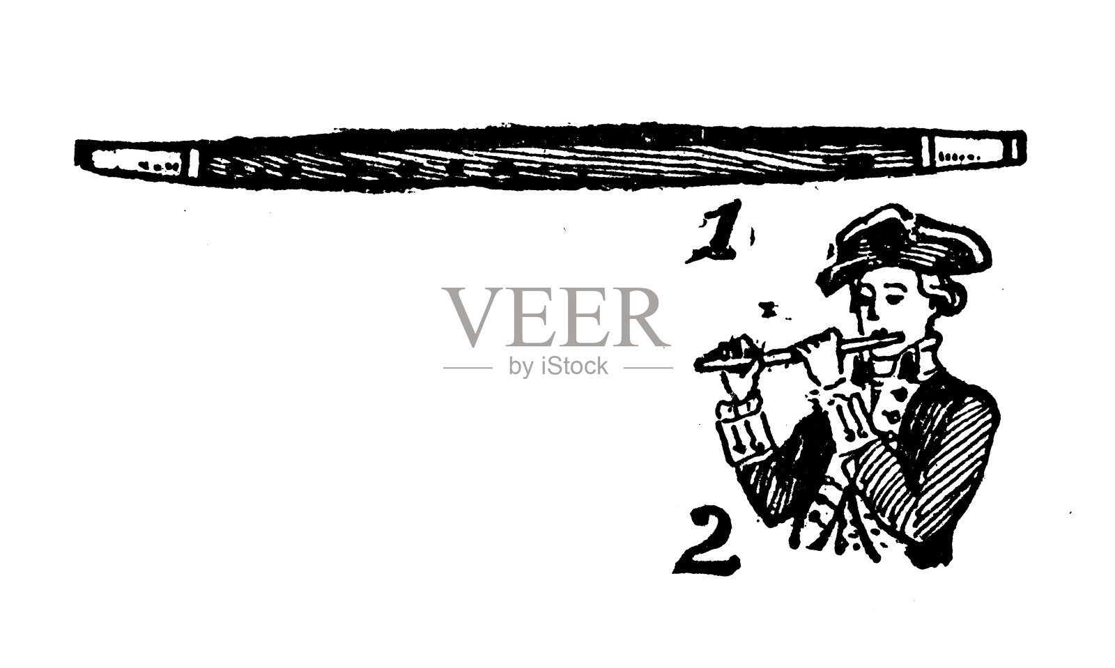 军用长笛插画图片素材