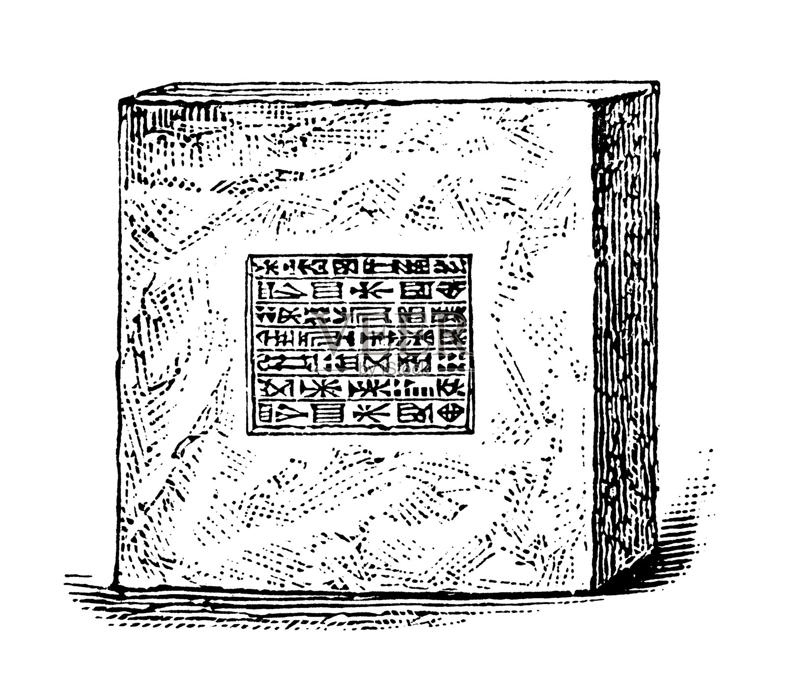 古巴比伦砖，楔形文字插画图片素材