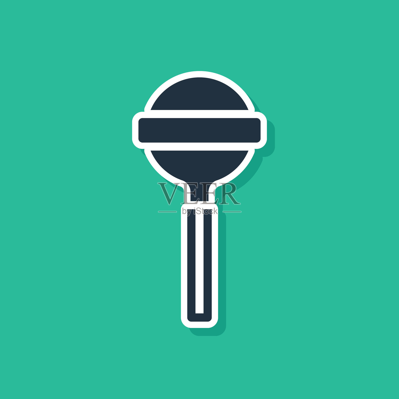 蓝色棒棒糖图标，背景为绿色。美食，美味的象征。矢量图。插画图片素材