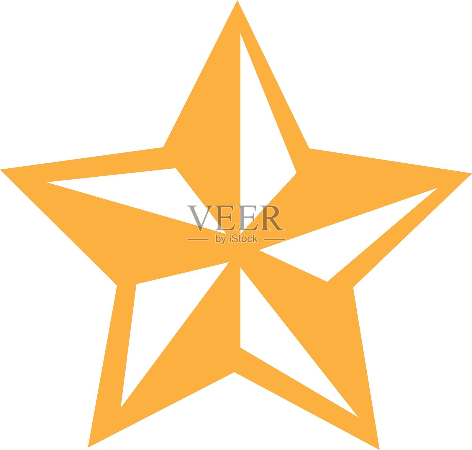 黄色填充星形图标。极简主义轮廓星形图标，星形符号。现代几何元素，闪亮星星图标，抽象闪光轮廓符号矢量图，透明背景。插画图片素材