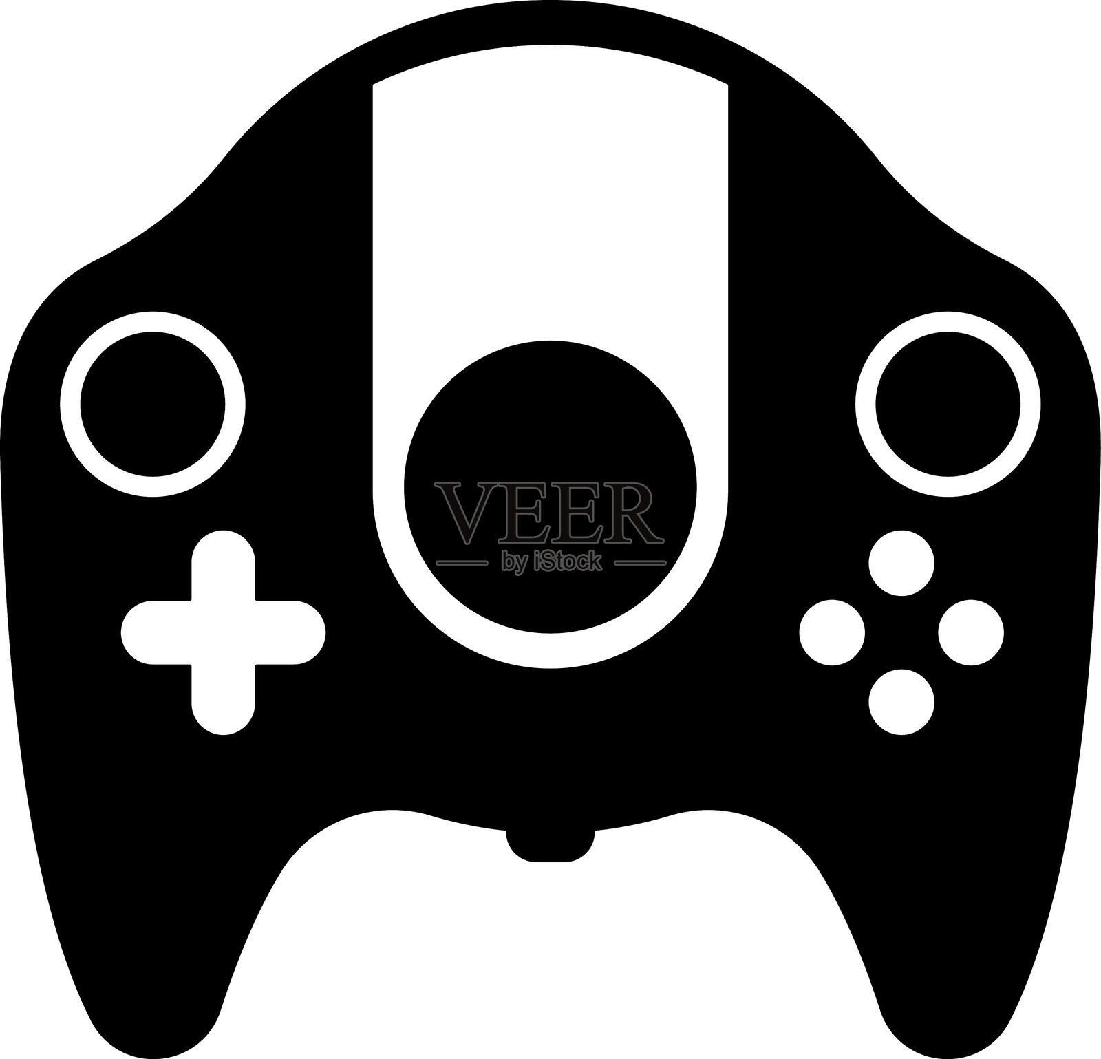 游戏图标矢量。游戏手柄新概念。黑白游戏控制器符号，时尚扁平简约风格图标，适用于网站设计、标志、应用程序和游戏用户界面，背景为白色。插画图片素材