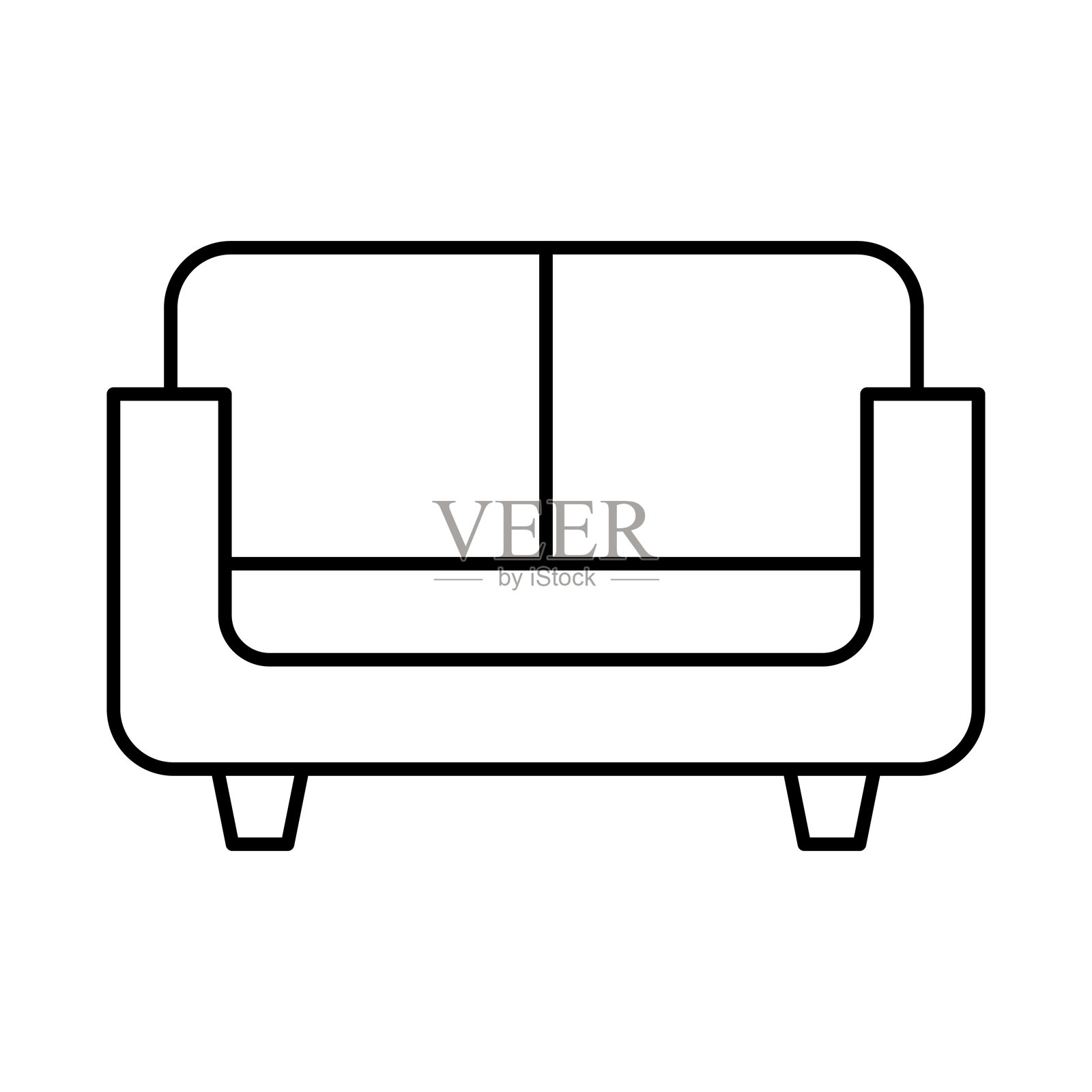 沙发线条可编辑描边图标。房地产、建筑、房屋、家、物业矢量插图插画图片素材