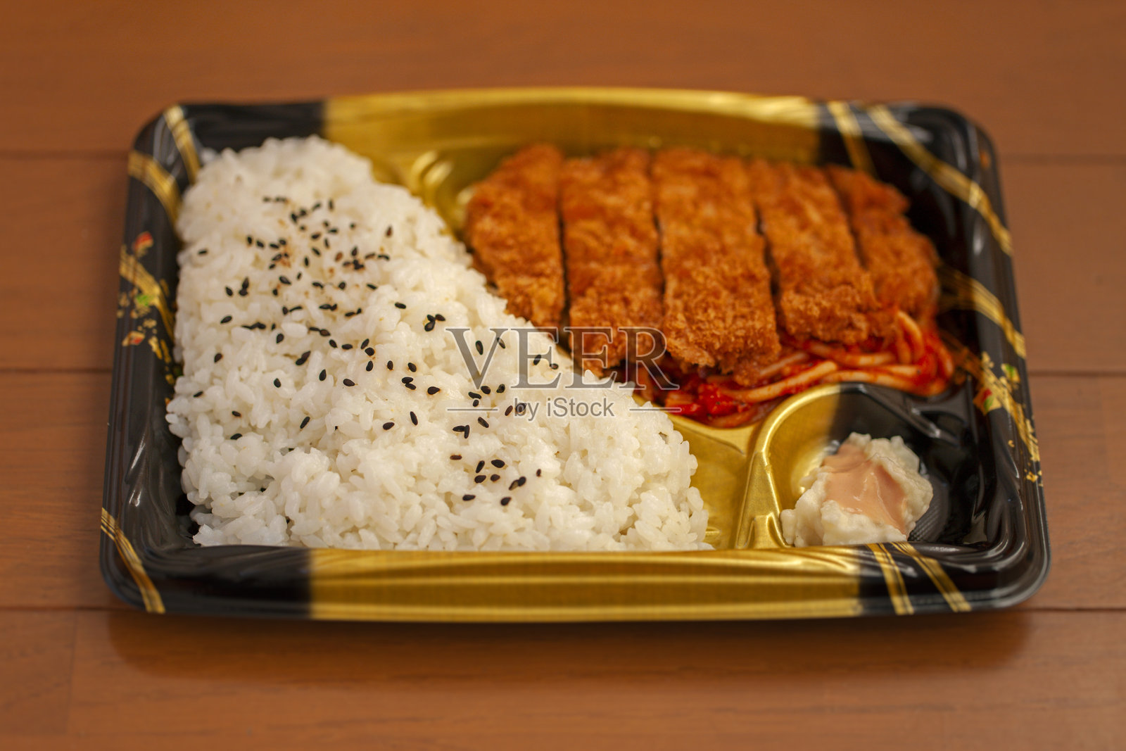 猪排便当照片摄影图片