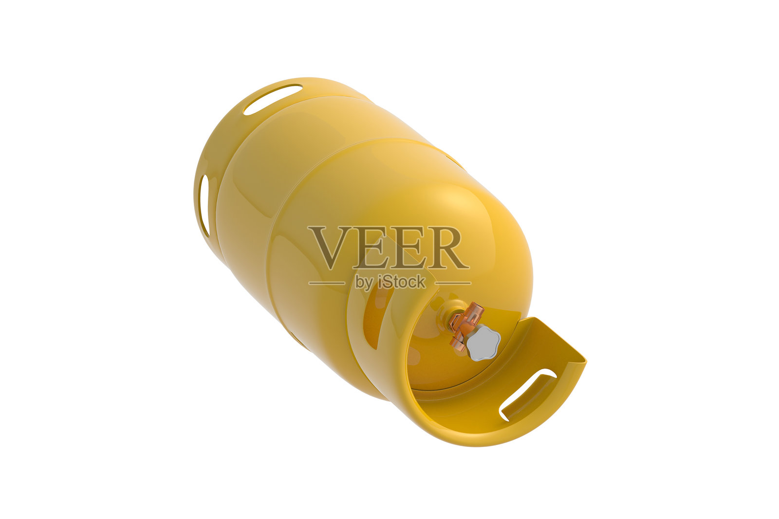 一个孤立在白色背景上的气瓶。液化石油气罐。3D渲染。照片摄影图片