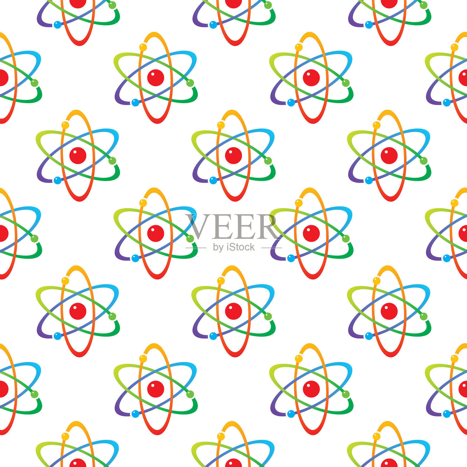 彩色原子无缝图案插画图片素材