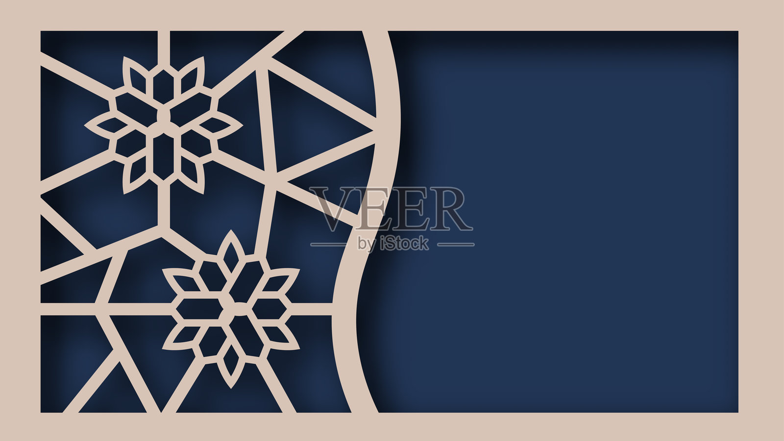 抽象花朵剪纸和分层背景，带有留白风格插画图片素材