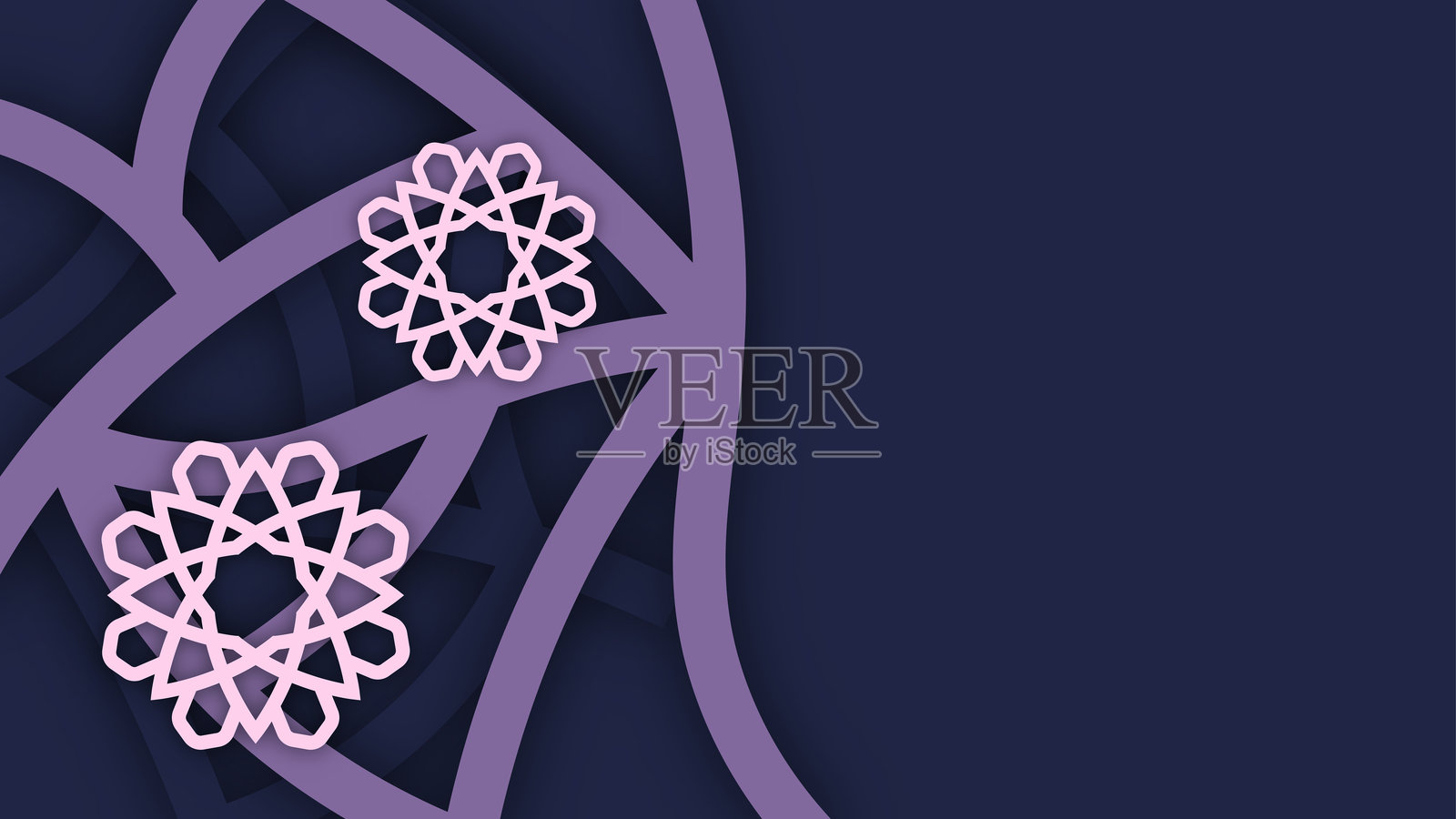 抽象花朵剪纸和分层背景，带有留白风格插画图片素材