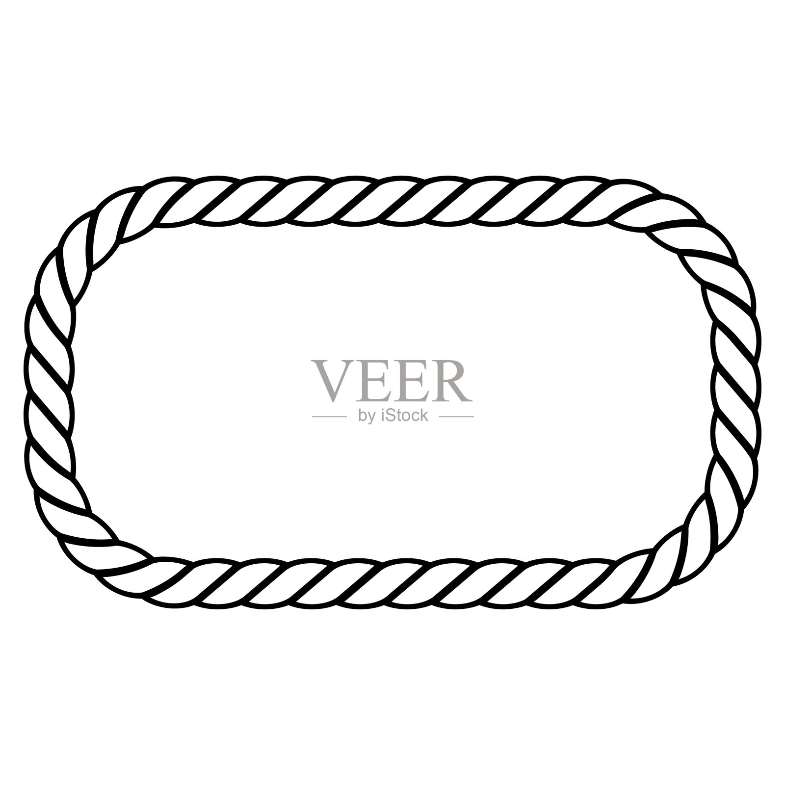 用绳子制成的矩形框的线条画插画图片素材