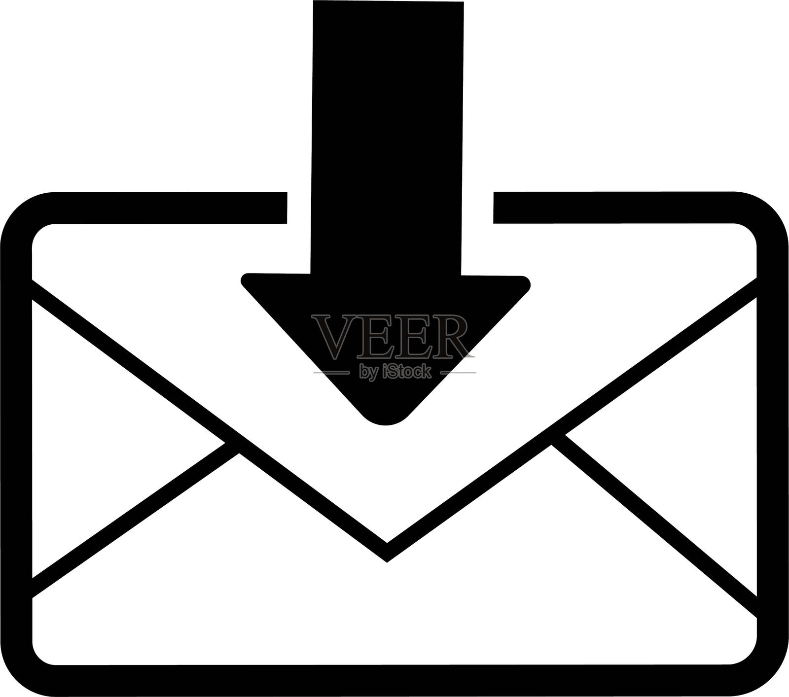 邮件图标。电子邮件、邮政、信封，透明背景下的孤立图像。黑色线条扁平设计的矢量图，适用于网站和移动应用的电子邮件图标。可编辑的消息信封图标。插画图片素材