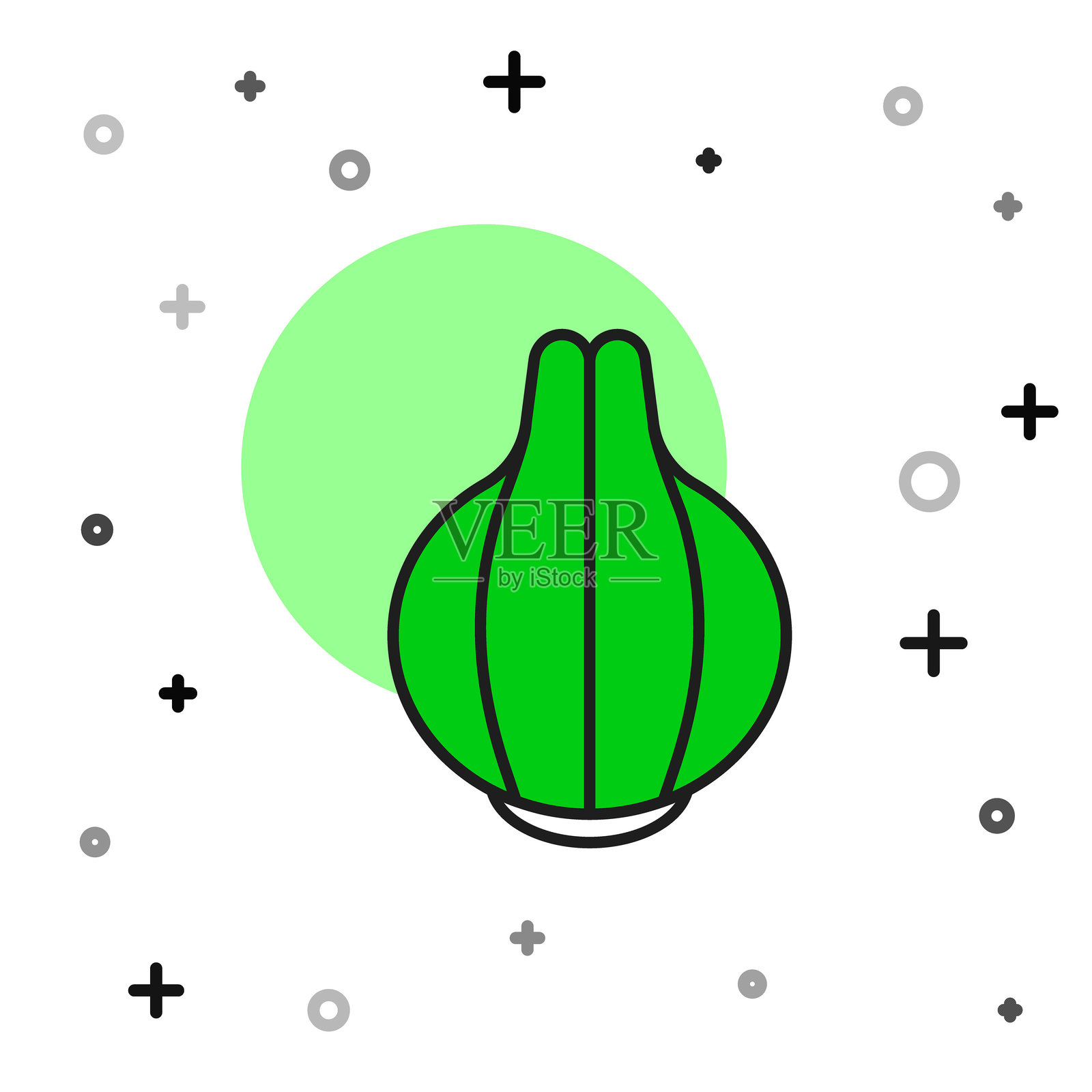 填充轮廓的洋葱图标，背景为白色。矢量图。插画图片素材