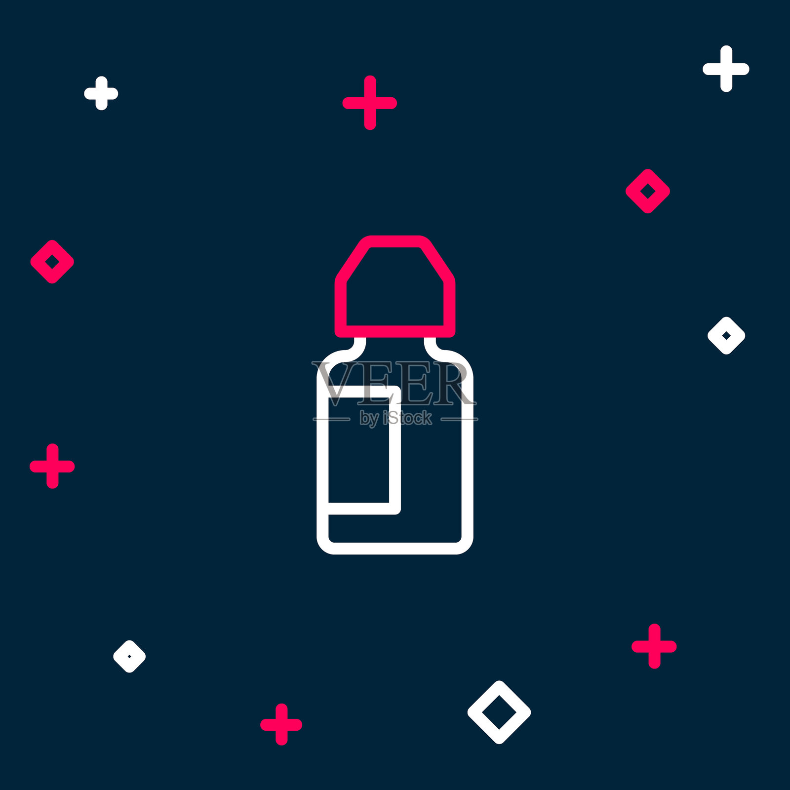 蓝色背景上的眼药水瓶图标。彩色轮廓概念。矢量图。插画图片素材