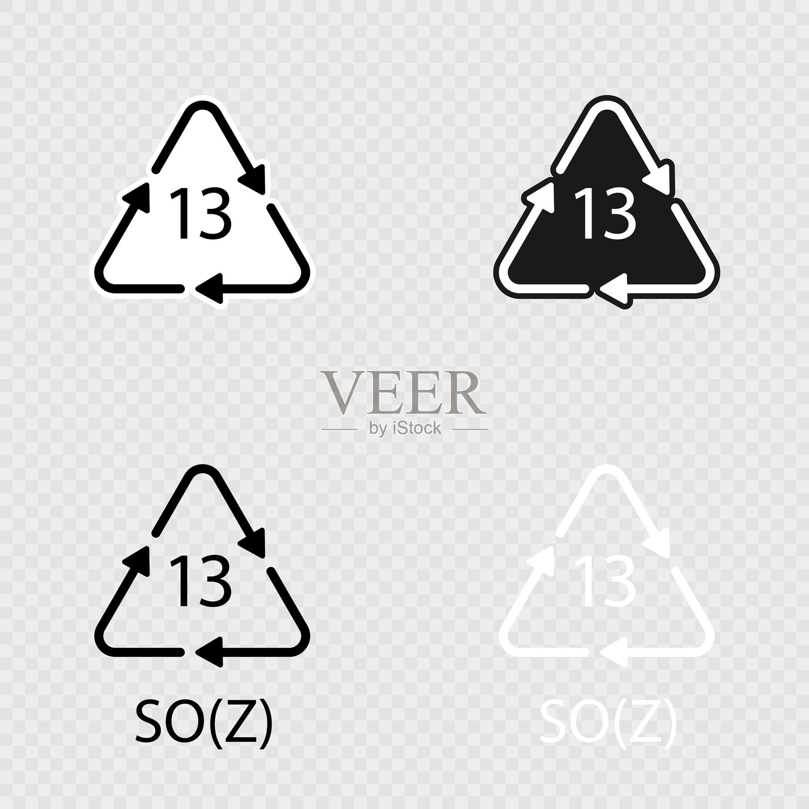 电池回收符号 13 SOZ 套件。矢量插图插画图片素材
